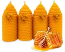 Bougies cire abeille naturelle lot de 4