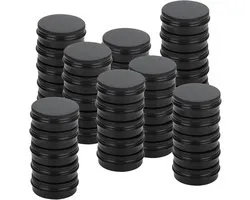 JAPCHET 40 Pcs 30ml Black Aluminum Cans, 1 oz Round Metal Tin Jars, Empty Travel Containers with Screw Lid for Makeup, Candles, Jewelry
