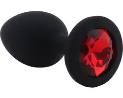 Banoch - Buttplug Penumbra Red Medium– Siliconen buttplug Zwart - kristal - Rood