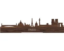 Standing Skyline Paris Noyer - 40 cm - Décoration d'intérieur à afficher et à accrocher - Plus de villes disponibles - Cadeau pour lui - Cadeau pour elle - Anniversaire - Anniversaire - Pendaison de crémaillère - Souvenir de ville - WoodWideCities