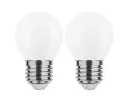 Modee E27 LED Lamp 4W - 470lm - 2700K - Warm Wit - LED Filament Melkglas Globe Mini P45 - Vervangt 40W Halogeen Gloeilamp - 2 stuks