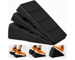 slantboard - Squat wedge - squat block - squatblok - kuitstretcher - incline board - antislip - set van 3 - zwart