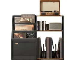 HHHK - Meuble pour Platine Vinyle - Meuble à Disques pour LP - Table pour Platine Vinyle - 3 Étages - Table d'Appoint - Support de Platine - Table Musicale