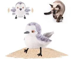 Sandeer Shop Kat Speelgoed Klapperende Vogel, Levensechte Strandloper Tjilp, Oplaadbare Aanraakgeactiveerde Kitten Leuk Interactieve Katjes Oefening Kattenkruid Schopper voor Alle Rassen 10cm