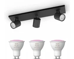Philips Hue Runner Opbouwspot (Zwart) - Wit en Gekleurd Licht - Plafondspot met 3 Lichtpunten - GU10 - Hue White and Color Ambiance