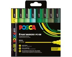 Uni Posca PC5M Markers Set 8 Stuk Groene Tinten