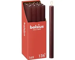 Bolsius - 16 Dinerkaarsen Rustiek - Bordeaux Rood