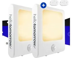 Night Light Power Socket Motion Sensor - Lumière pour Bébé, enfant, Adultes et chambre à coucher - Siècle des Lumières LED Wit chaud - 2 pièces + 2x Sécurité Kinder