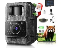 MAXDONE Wildlife Camera with App for Mobile Phone - Animal Camera 4K 64MP HD with WiFi Bluetooth Motion Detector Night Vision, Wildlife Camera with 6000mAh Battery, 0.1s Response Time, 32GB Memory Card IP66