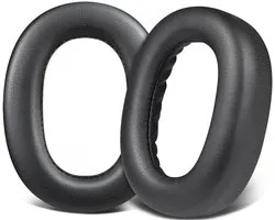 Kit de remplacement de coussinets d'oreille, compatible avec le casque sans fil Jabra Elite 85H, coussinets d'oreille, fabriqués en cuir PU protéiné plus doux et en mousse insonorisante - noir, 1 paire