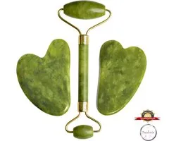 Demiracle® Jade Face Roller & Pure Jade Gua Sha Set  – Schraper - Massagehulpmiddel – Gezichtsmassage – Massage – Jade Roller - Face Roller – Ontspanning