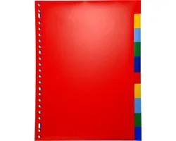 DULA Tabbladen gekleurd plastic - 10 tabs - A4 - 23 gaten - 5 kleuren - PP
