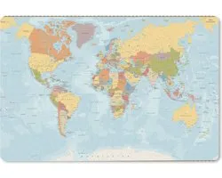 Bureau onderlegger 60x40 cm - Muismat Wereldkaart - Kleuren - Atlas - Bureaulegger xl - Desk mat beschermer - Computer muismatten