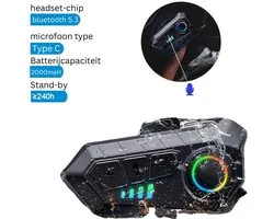 Intercom Motor Helm - Motor Communicatie Handsfree - Motorhelm Headset Waterdicht Bluetooth Draadloos - Zwart/Zachte Microfoon