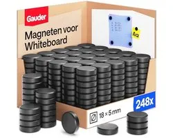 GAUDER Magnets for Whiteboard, Fridge & Office - Strong Round Magnetic Discs - Black Magnets for Daily Use (248 pieces - 18 x 5mm)
