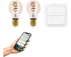 EGLO connect.z Smart Starterspakket - 2x E27 LED Lampen - Wall Switch - Instelbaar wit licht - Dimbaar - Zigbee