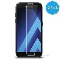 2x Screenprotector Tempered Glass Glazen Gehard Screen Protector 2.5D 9H (0.3mm) - Glasplaatje Geschikt voor: Samsung Galaxy A3 2017