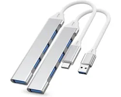 Pack de Hub USB 4-en-1 Daity – 2 mini-hubs avec ports USB-A et USB-C, adaptateur multiport pour PC, ordinateur portable, MacBook, Windows, iPhone 16/15/15 Pro, Galaxy, Redmi, Poco, Realme, Black Shark – Transfert de données et charge rapides