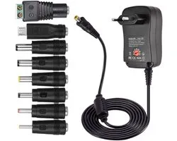 Transformateurs - Chargeur universel 30 W - Adaptateur secteur universel - Transformateur de commutation CA vers DC V , 4,5 V, V , 6 V, V V, V , 12 V, 1 A, 2 A - DC V CC - Pour appareils électroniques grand public - Max. 2 000 mA - Zwart