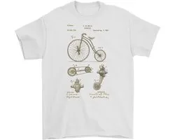 1890 Fiets Patent Shirt – C. D. Rice – Technisch Ontwerp – Unisex T-Shirt voor Dames & Heren – Origineel Cadeau