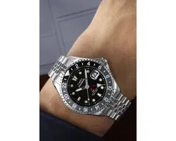 Timex Deepwater Meridian Automatic Gmt Mechanisch Automatisch Horloge Zilverkleurig En Zwart Kast Gemaakt Van 100% Roestvrij Staal En Een Armband Van 100% Roestvrij Staal 42 TW2Y63900AJ, TW2Y64000AJ, TW2Y64100AJ