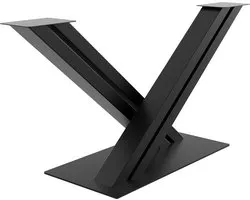 Pied de table MetaloPro Arrakis - Pied de table central en métal Zwart , robuste et en forme de V, pour tables de salle à manger, de travail et de réunion