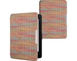 kwmobile ereader hoesje geschikt voor Amazon Kindle Paperwhite (2012-2017) - Case met magnetische sluiting - Hoes voor e-reader in geel / rood / groen - Kleurrijk weefpatroon design