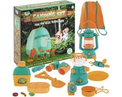 Joya Creative Camping Playset avec tente de jeu Pop-up et matériel de survie - Camping pour enfants - Jouets de plein air pour Enfants - Jouets d'intérieur et d'extérieur