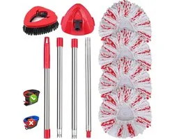 3-in-1 EasyWring&Clean Dweilmop Reservekoppen Kit - Compatibel met Vileda Turbo Wisser - Vloerreiniging - 4 Microvezel Dweilkoppen - Steel - Vloerschrobber - Mopbasis