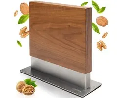 Bloc à Couteaux Magnétique / Porte-Couteaux Magnétique Coninx Vertico - Bois de Noyer - Aimant Fort