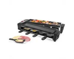 Emerio Raclette Grill - Gourmet - 8 Pannetjes en spatels - ILAG coating - Anti-slip voetjes - Aluminium Grillplaat - 40,6 x 10 cm - RG-132098.2