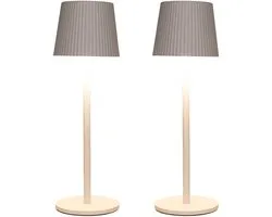Anna Collection Portable tafellamp Glambiance - 2x - wit - 27 cm - aanraaksensor - draadloos/oplaadbaar met USB - binnen/buiten