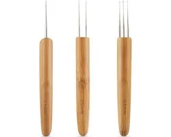 Dreadlock Crochet Hook - Loc Crochet Needle - Interlocking Tool Voor Reparatie - 0.5Mm Naald Voor Vlechten - Roestvrij Staal - 3 Stuks - Voor Dreadlocks En Hair Locs