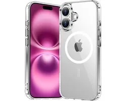 Hoesje geschikt voor iPhone 16 Plus Transparant - Schookproof Magsafe case geschikt voor iPhone 16 Plus - Doorzichtig