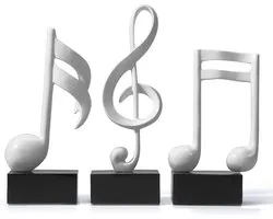 Amoy-Art 3 Pieces Music Decor Figure Music Note Sculpture Piano Statue Modern Art For Home Cedeau Giftbox Polyresin - ShopVlot