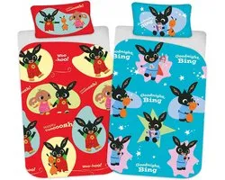 Bing Bunny peuterdekbedovertrek - 120x150cm - BING juniordekbed - rood / blauw