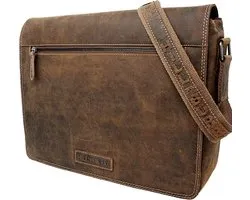 Hillburry tas - Leren schoudertas - Lederen grote messengertas - Buffel / Hunter leer