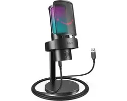 FIFINE - A8 - Microphone de streaming USB RVB avec support - Gaming - Podcast - Convient pour - PS5 / PS4 / PC / Windows - Bouton Touch Mute - Filtre