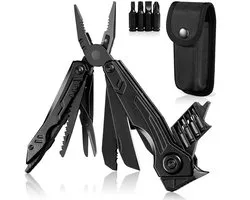 Couteau de poche multifonction YONO 20 en 1 - Couteau de Survie et pince multifonctions - Outils Plein air - Couteau de chasse - Acier inoxydable - Zwart
