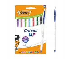 BIC Cristal Up Set - 8 Kleurrijke Ballpoint Pennen, Dikke Punt (1.2mm)