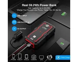 Utrai - JS One - Jumpstarter voor Auto - Startkabels - Starthulp - 12V - 2000A - Jumpstarters - Powerbank - verlichting - SOS - Stroboscoop - Waarschuwing - Zwart