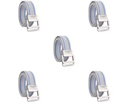 Verstelbare dubbele D-ringen riem voor mannen vrouwen stevig en modieus en gemakkelijk aan te passen. Straat Webbing Canvas Taille Riem Blauw en wit springen