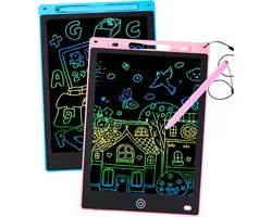 2-delige set - Schrijftablet - LCD-schrijftablet voor kinderen - 12-inch tekentablet - Kleur- en tekentablet - Geschikt voor kinderen van 2-6 jaar (meisjes, jongens en volwassenen) - Verjaardagscadeau - Blauw en roze
