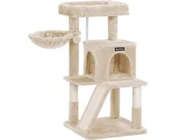 Griffoir pour chats - Met Krabplank & Trap - Beige - Meuble de grimpe stable avec maison & panier de détente - Beige - 48x48x96