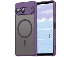 Étui pour Sony Xperia 10 VII - MobyDefend MagSafe, finition mate transparente avec bords colorés - Violet - Étui pour téléphone portable - Compatible avec : Sony Xperia 10 VII