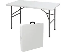 SIMPLI-Magic 1.2m Portable Plastic Folding Table - 17% Thicker Than Others - Indoor & Outdoor Heavy Duty Folding Utility Table with Handle for Party and Camping