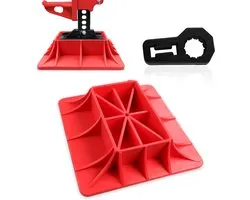 C&T Jack Base en Handle Keeper, rood en zwart, off-road basis, compatibel met Hi Lift Jack accessoires, 2-delige set, verbetert de stabiliteit van de krik op zachte grond