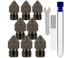 WiseGoods Premium 5 Nozzle MK8 3D Printer Extruder Hot End Kit 0.4mm - Compatibel Met Creality Ender 3/6 - Printers Tools - Zwart