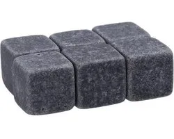 New Age Devi Whisky Stones Set - 6 stuks - Natuursteen Whiskey Stenen - IJsblokjes - Fluwelen Opbergzak