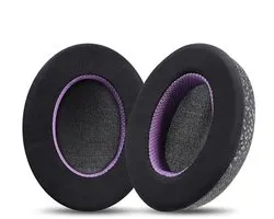 Coussinets d'oreille en tissu rafraîchissant pour casques HyperX Cloud 2/3 - noir-violet